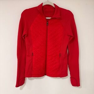 Athleta Inlet Quilted Hybrid Jacket Womens S Red Thumbholes Gorpcore Athleisure
